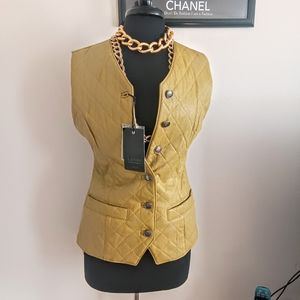 LATINI Pea Green leather vest